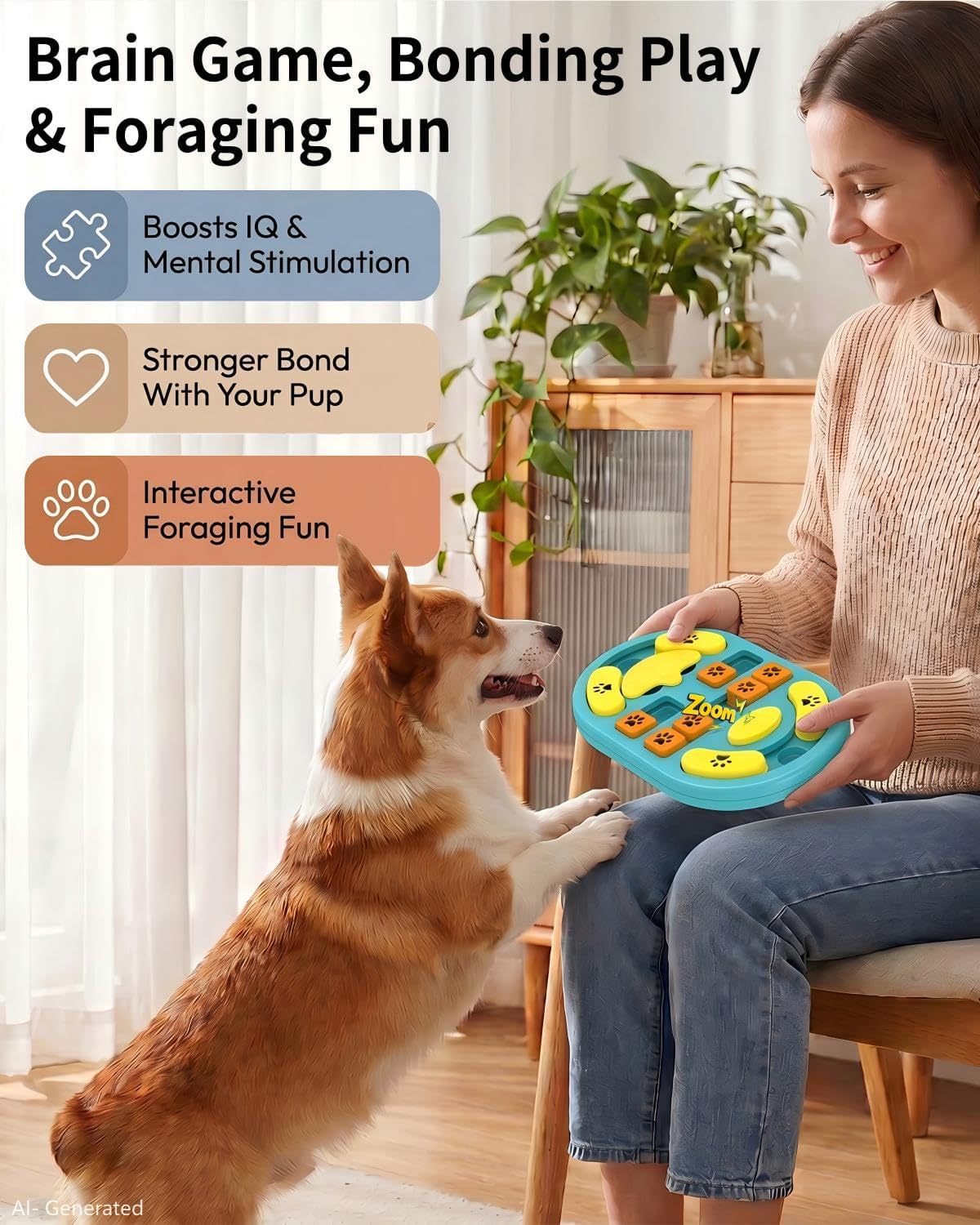 Dog Puzzle Toy, Interactive Enrichment Treat Food Puzzles, Gray