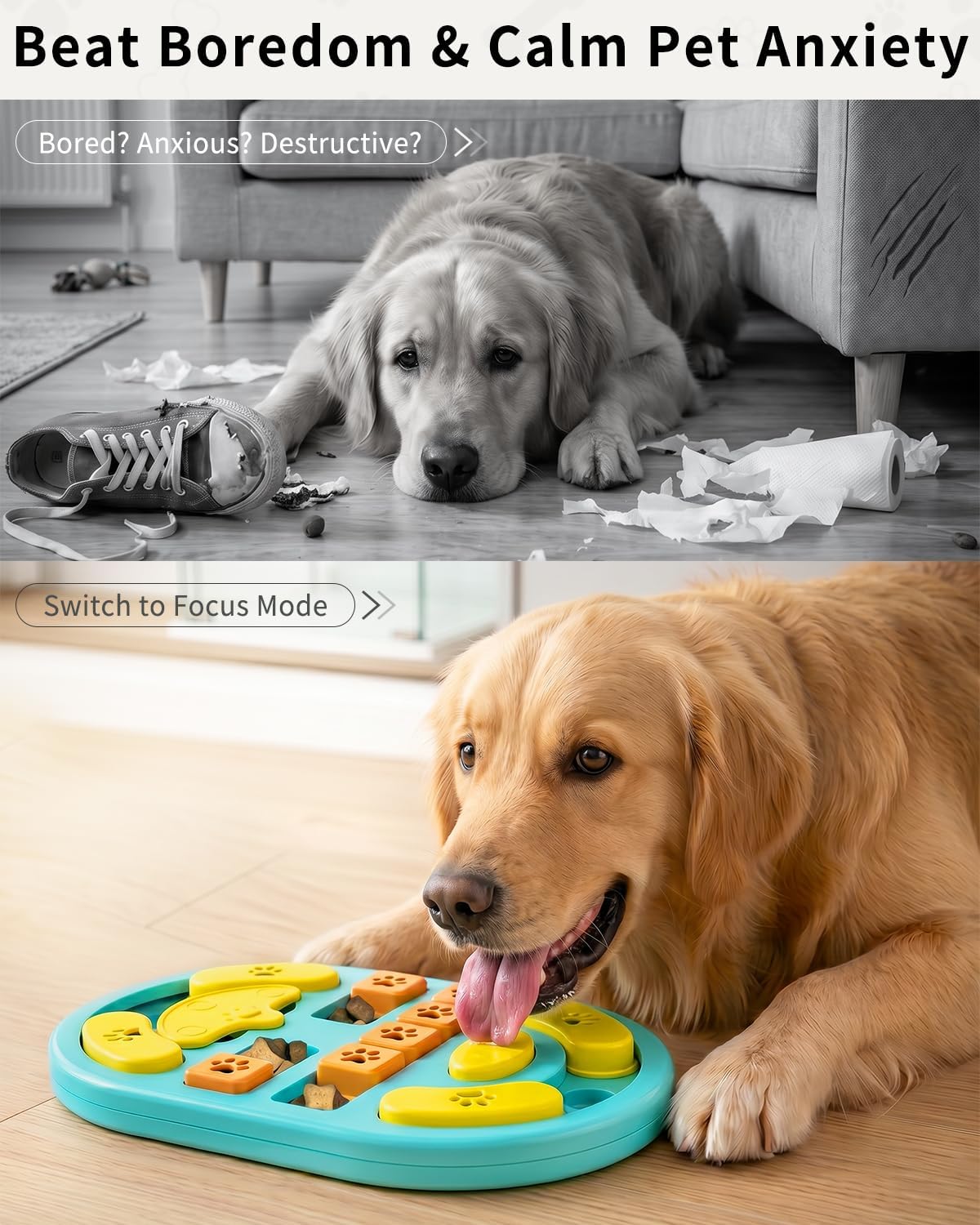 Dog Puzzle Toy, Interactive Enrichment Treat Food Puzzles, Gray