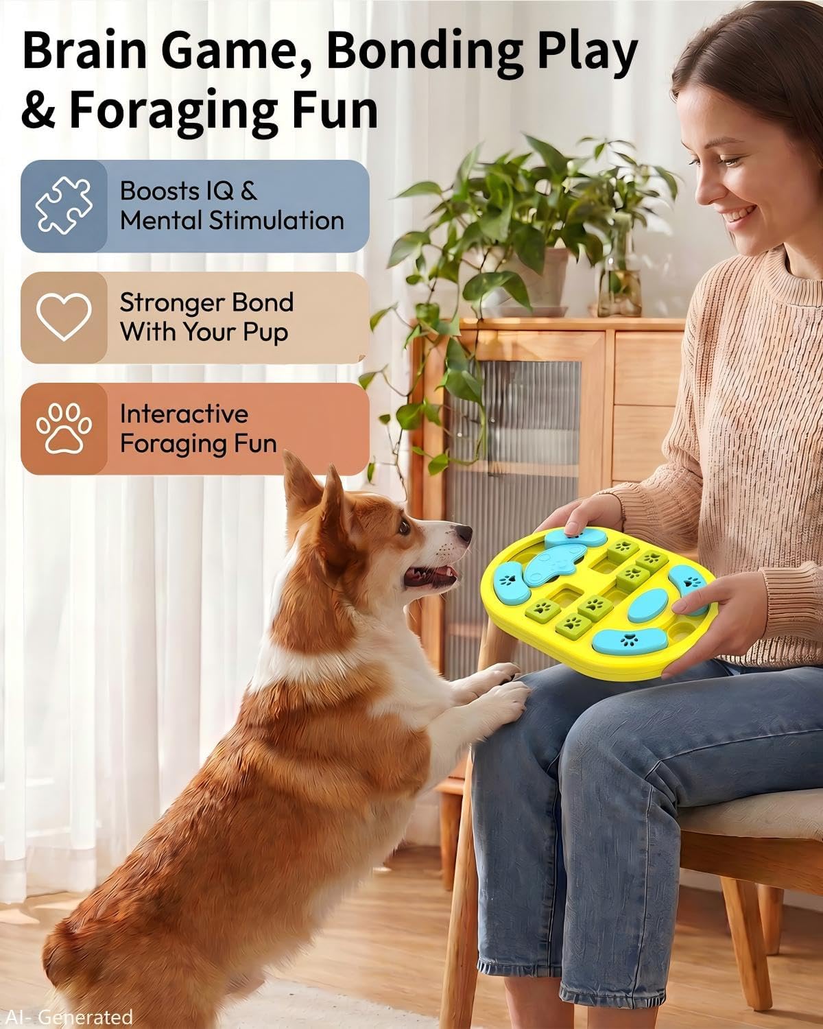 Dog Puzzle Toy, Interactive Enrichment Treat Food Puzzles, Gray
