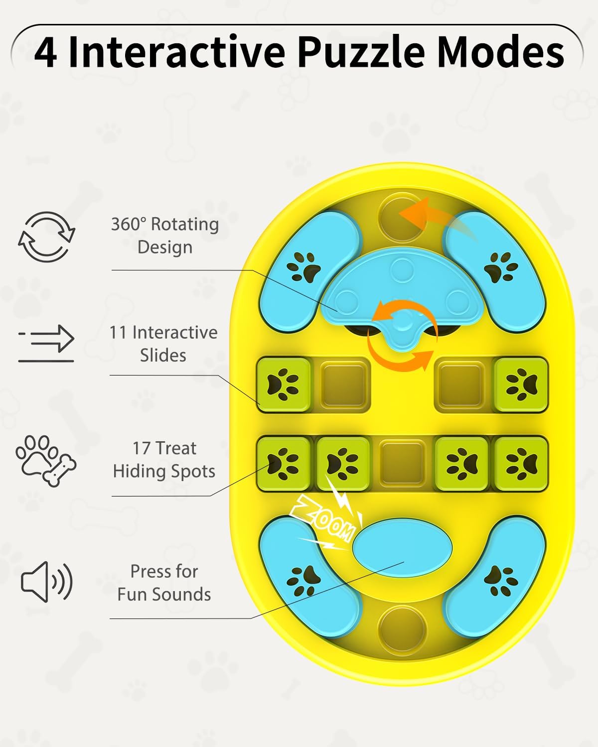 Dog Puzzle Toy, Interactive Enrichment Treat Food Puzzles, Gray