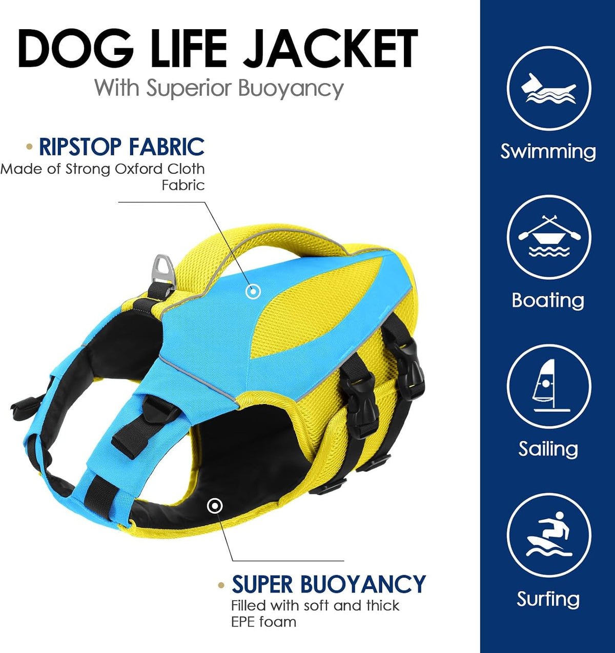 Large Dog Life Jacket High Buoyancy Dog Life Vest for Swimming, XL