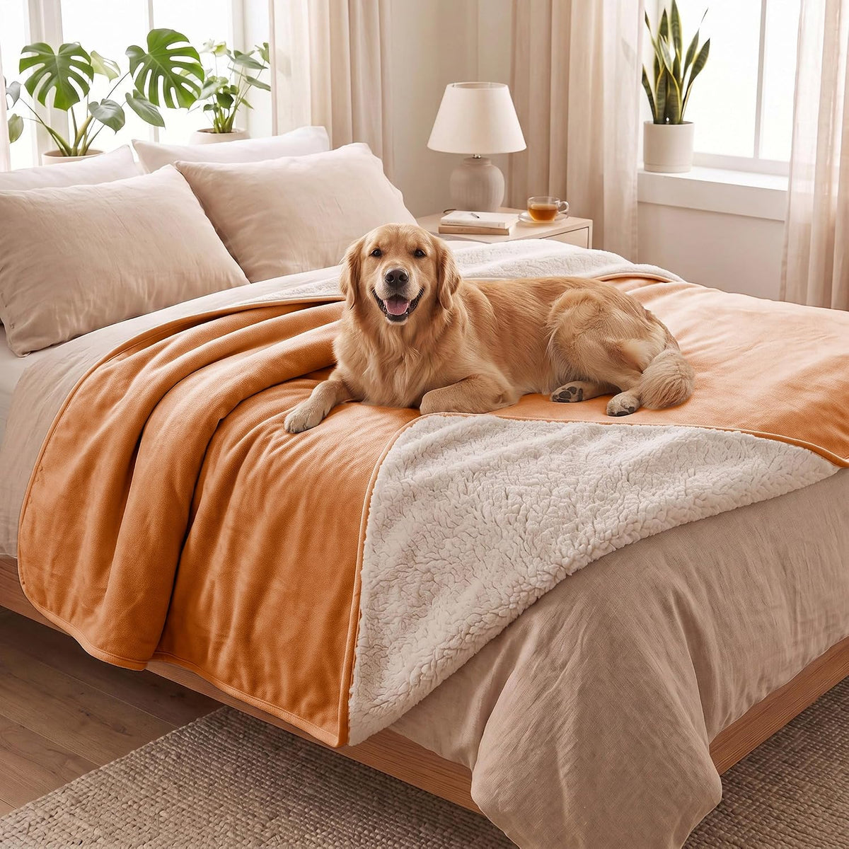 Waterproof Blanket for Dogs - Pet Throw as Furniture Protector | Cozy Sherpa & Smooth Velvet, Reversible and Machine Washable, for Couch and Bed, 60"x80", Dark Grey