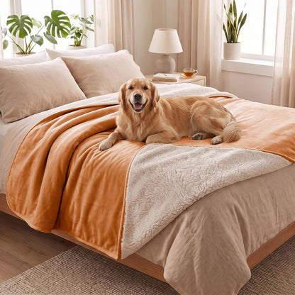 Waterproof Blanket for Dogs - Pet Throw as Furniture Protector | Cozy Sherpa & Smooth Velvet, Reversible and Machine Washable, for Couch and Bed, 60"x80", Dark Grey