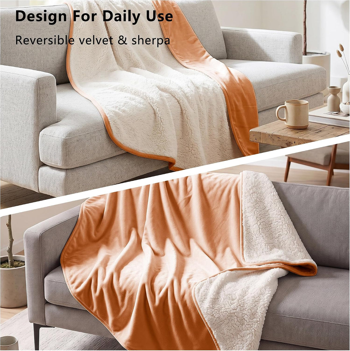 Waterproof Blanket for Dogs - Pet Throw as Furniture Protector | Cozy Sherpa & Smooth Velvet, Reversible and Machine Washable, for Couch and Bed, 60"x80", Dark Grey