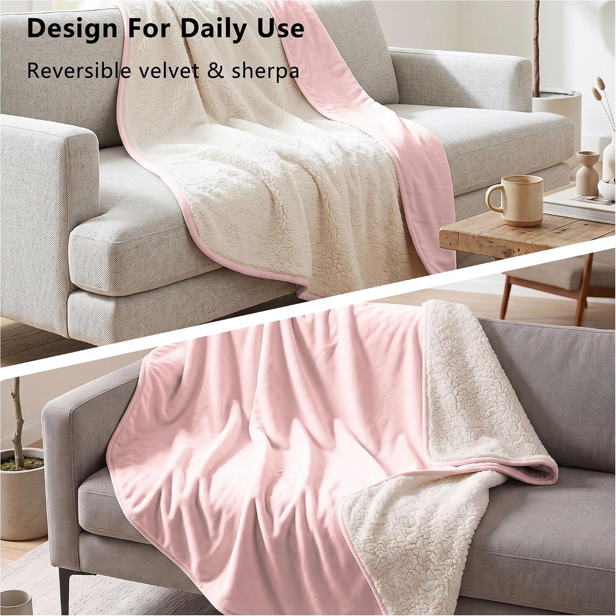 Waterproof Blanket for Dogs - Pet Throw as Furniture Protector | Cozy Sherpa & Smooth Velvet, Reversible and Machine Washable, for Couch and Bed, 60"x80", Dark Grey