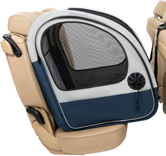 Happy Ride Collapsible Travel Dog Crate | Mesh Sides for Ventilation, 2 Entry Doors, Removable Washable Fleece Pad Cover, Folds Flat for Storage, For Pets Up to 60 Lb