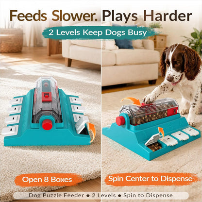 KADTC 2-Level Dog Puzzle Toy Rotating Treat Dispenser for Small/Medium Dogs