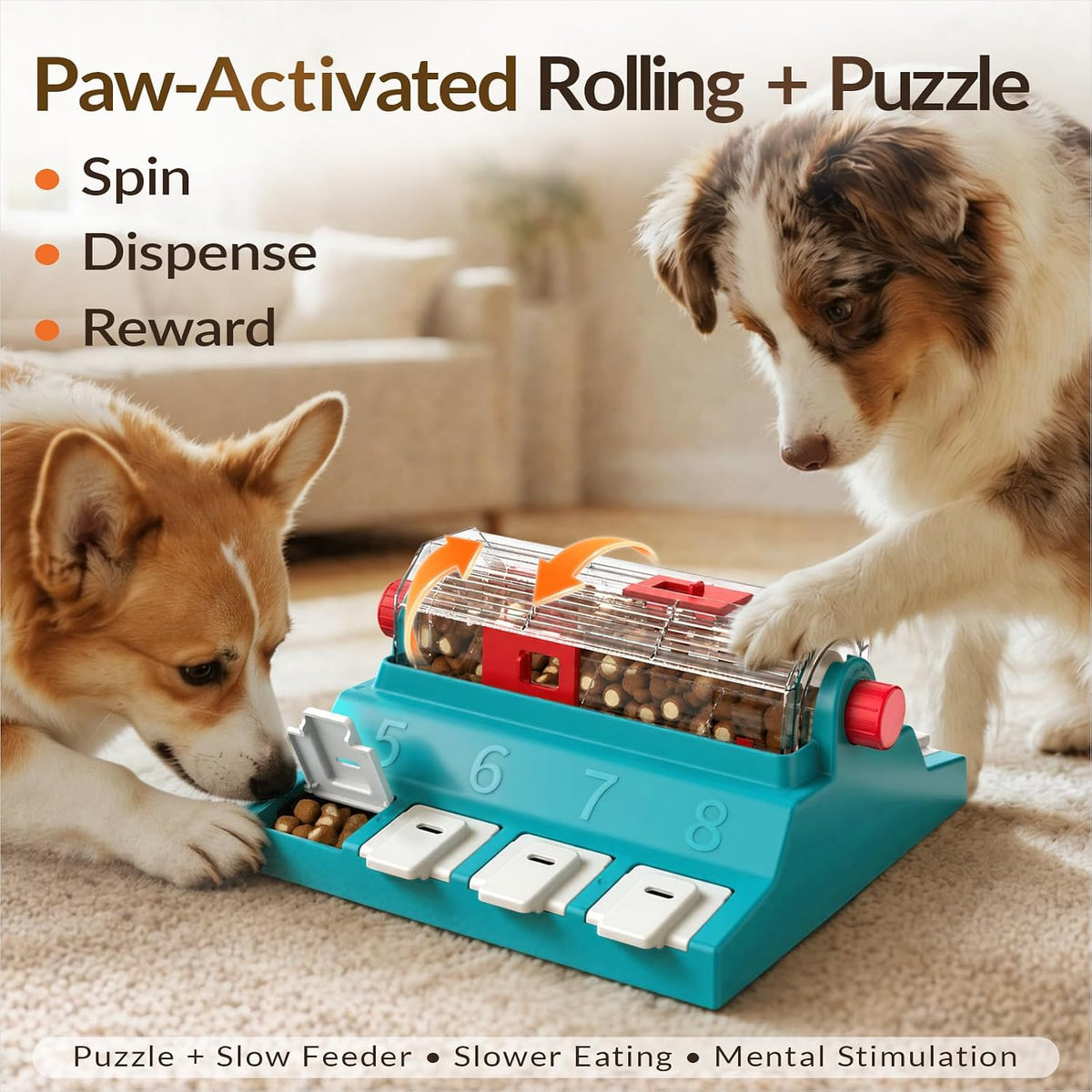 KADTC 2-Level Dog Puzzle Toy Rotating Treat Dispenser for Small/Medium Dogs
