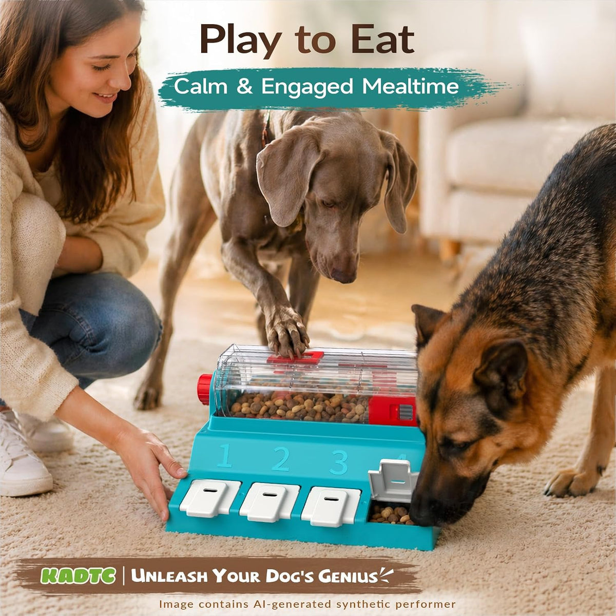 KADTC 2-Level Dog Puzzle Toy Rotating Treat Dispenser for Small/Medium Dogs