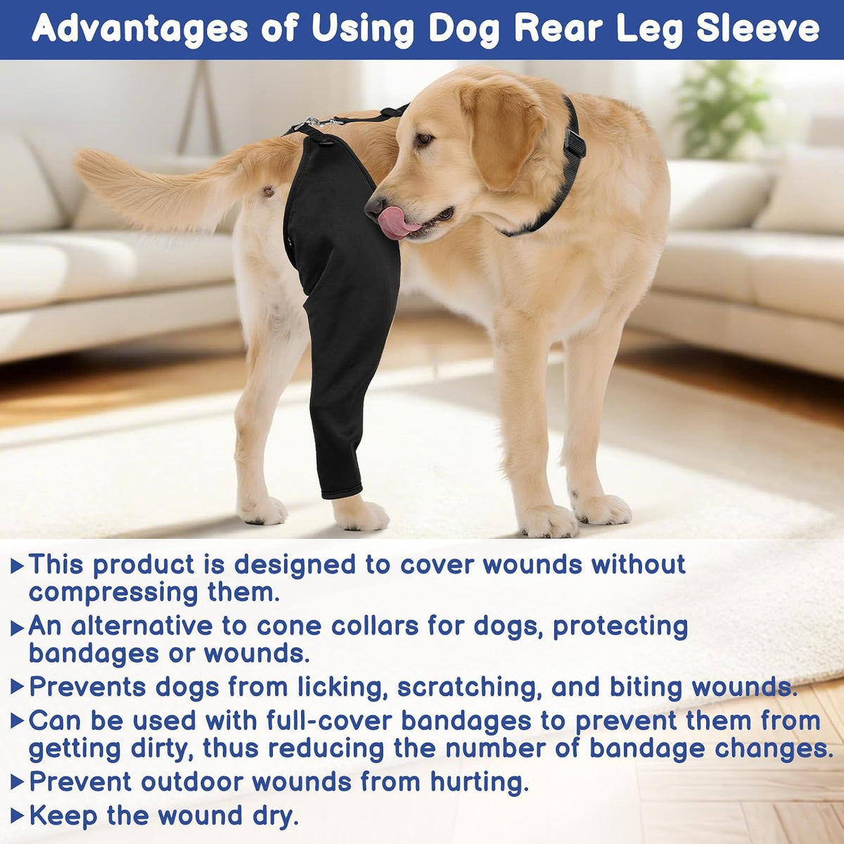 Single Dog Rear Leg Sleeve to Stop Licking, Suit for Post Surgery