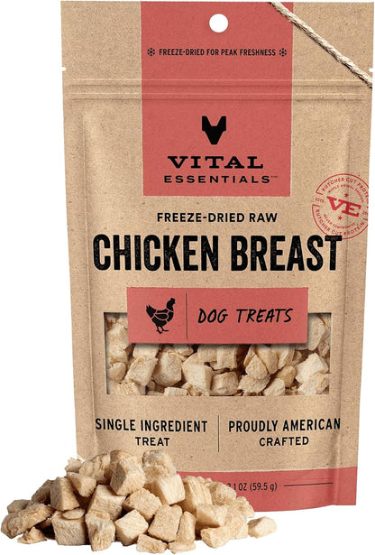 Freeze Dried Dog Treats, Chicken Breast, 2.1 oz Bag