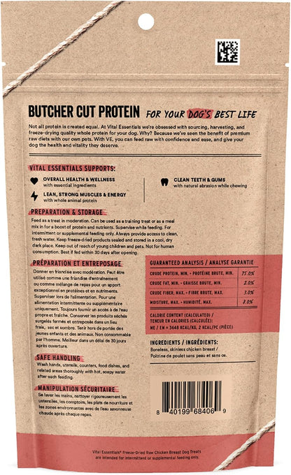 Freeze Dried Dog Treats, Chicken Breast, 2.1 oz Bag