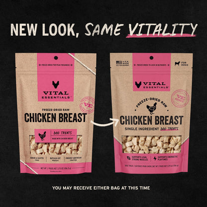 Freeze Dried Dog Treats, Chicken Breast, 2.1 oz Bag