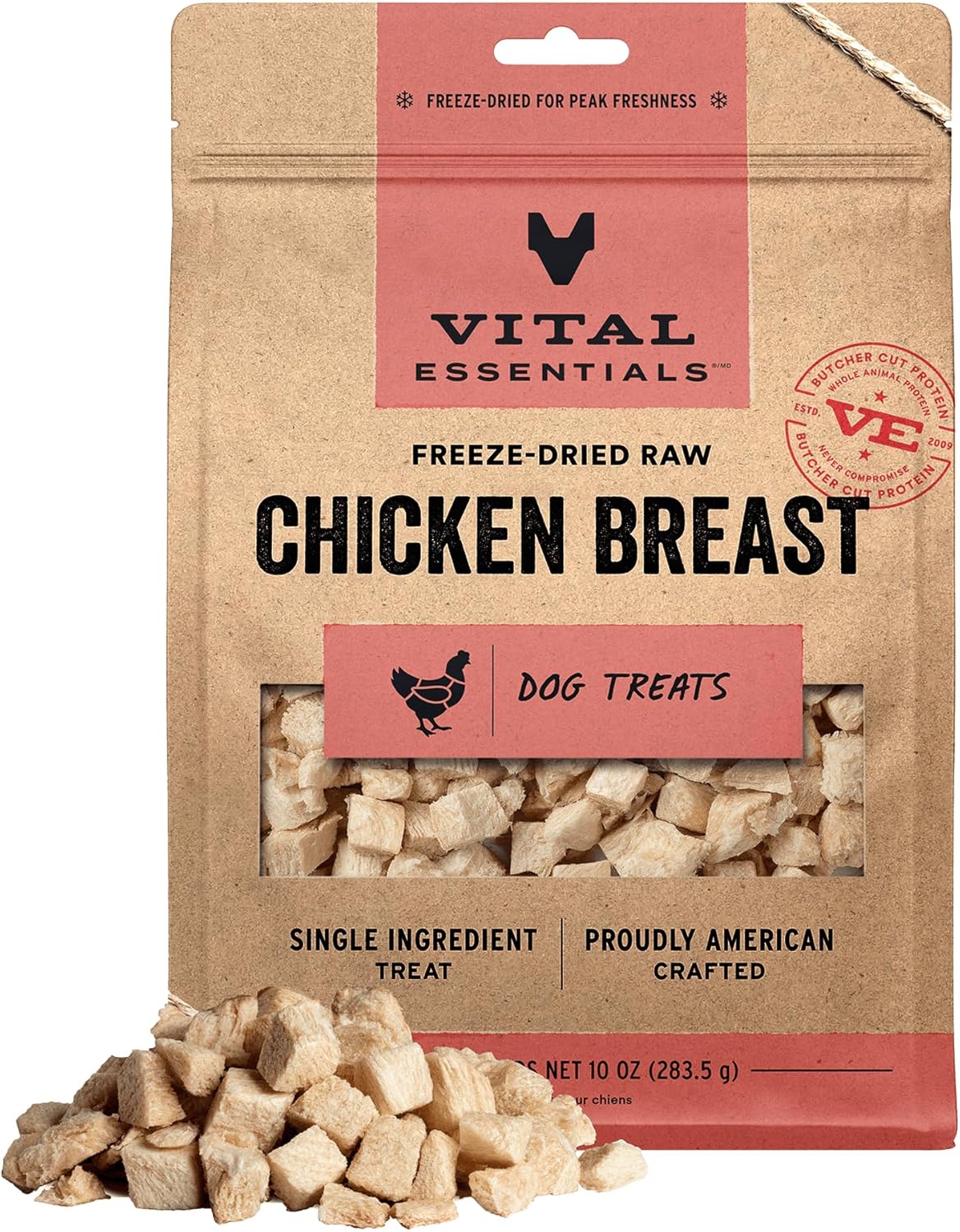 Freeze Dried Dog Treats, Chicken Breast, 2.1 oz Bag