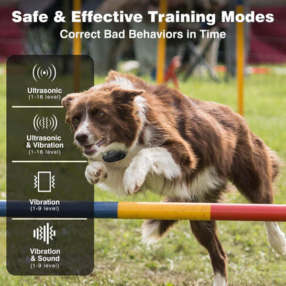 Dog Vibration Collar with Controller for 2 Dogs No Shock, 9 Types of Beeps and Vibrations, 3300ft Range & Upgraded Waterproof Training Collar for Dogs 5-120lbs - No Prongs