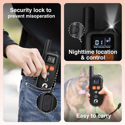 Dog Vibration Collar with Controller for 2 Dogs No Shock, 9 Types of Beeps and Vibrations, 3300ft Range & Upgraded Waterproof Training Collar for Dogs 5-120lbs - No Prongs