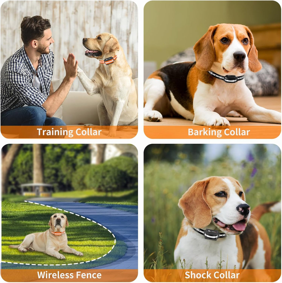 Dog Vibration Collar with Controller for 2 Dogs No Shock, 9 Types of Beeps and Vibrations, 3300ft Range & Upgraded Waterproof Training Collar for Dogs 5-120lbs - No Prongs