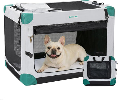 Soft Collapsible Dog Crate - 36 Inch Portable Travel Dog Crate for Medium/Large Dogs Indoor & Outdoor, 3-Door Pet Crate with Durable Mesh Windows & Storage Bag, Blue