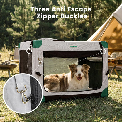Soft Collapsible Dog Crate - 36 Inch Portable Travel Dog Crate for Medium/Large Dogs Indoor & Outdoor, 3-Door Pet Crate with Durable Mesh Windows & Storage Bag, Blue