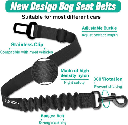 Dog Seat Belt,3 Piece Set Retractable Dog Car Harness Adjustable Dog Seat Belt for Vehicle Nylon Pet Safety Seat Belts Heavy Duty & Elastic