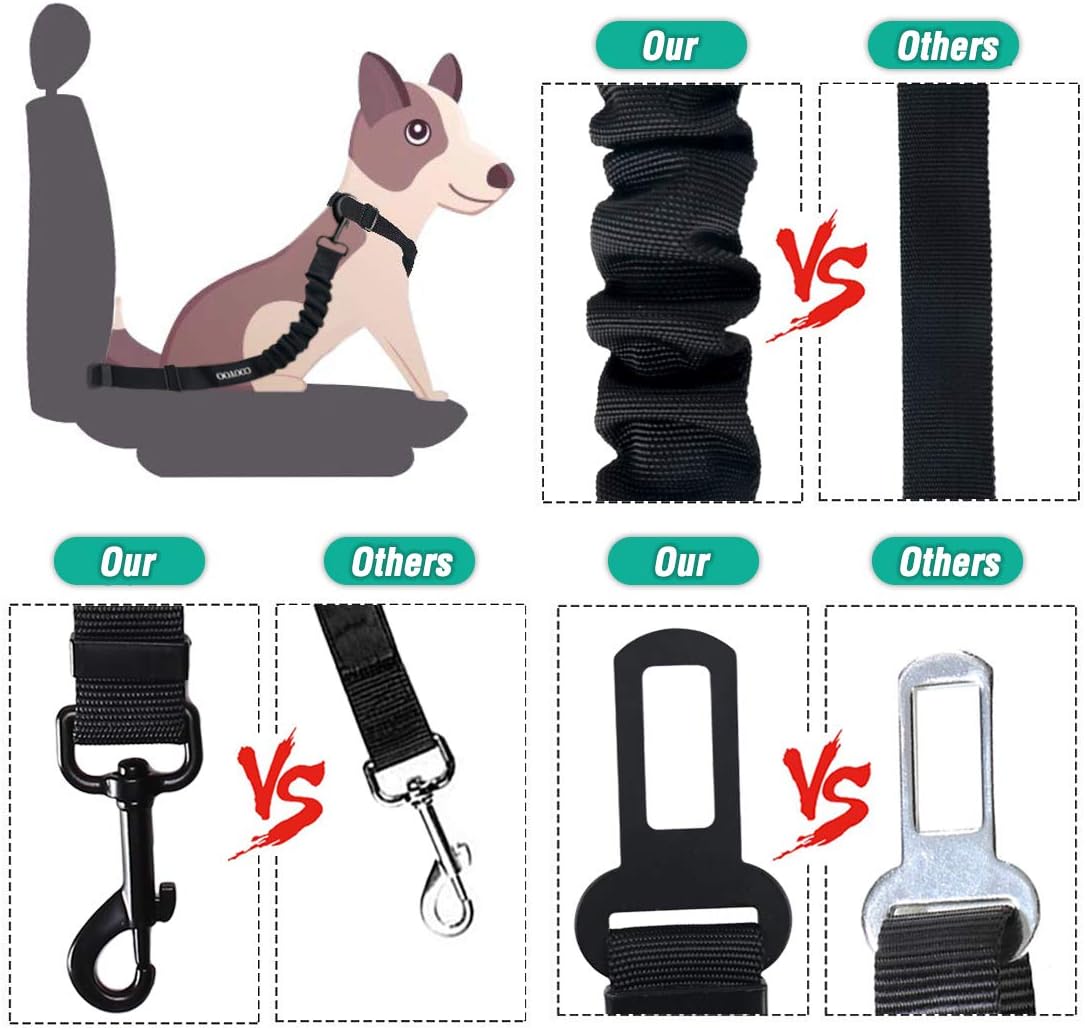 Dog Seat Belt,3 Piece Set Retractable Dog Car Harness Adjustable Dog Seat Belt for Vehicle Nylon Pet Safety Seat Belts Heavy Duty & Elastic