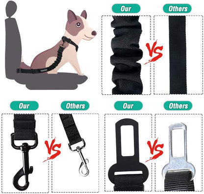 Dog Seat Belt,3 Piece Set Retractable Dog Car Harness Adjustable Dog Seat Belt for Vehicle Nylon Pet Safety Seat Belts Heavy Duty & Elastic
