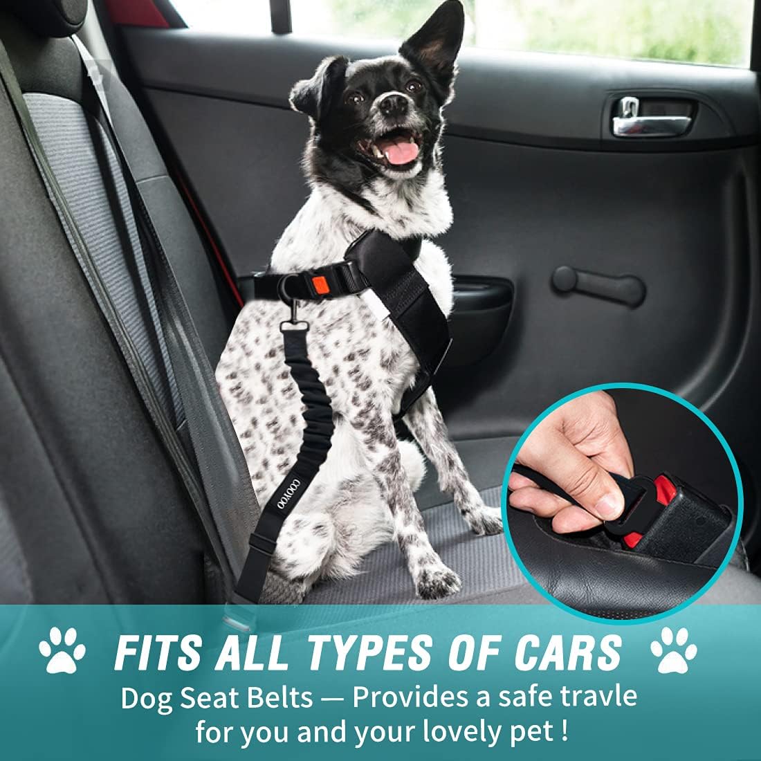 Dog Seat Belt,3 Piece Set Retractable Dog Car Harness Adjustable Dog Seat Belt for Vehicle Nylon Pet Safety Seat Belts Heavy Duty & Elastic