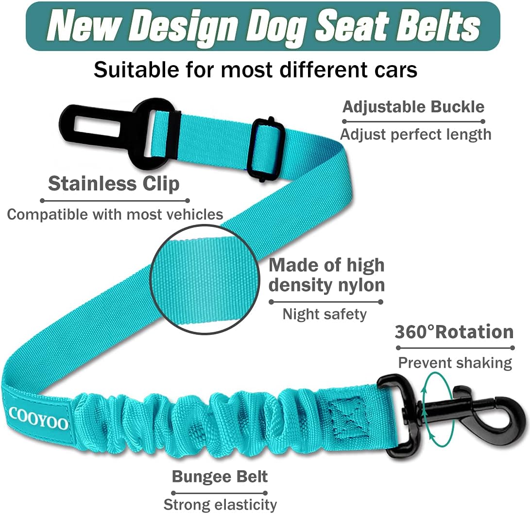 Dog Seat Belt,3 Piece Set Retractable Dog Car Harness Adjustable Dog Seat Belt for Vehicle Nylon Pet Safety Seat Belts Heavy Duty & Elastic