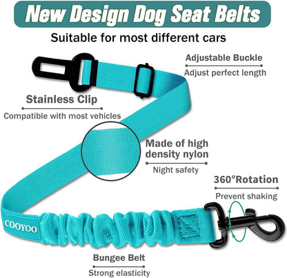 Dog Seat Belt,3 Piece Set Retractable Dog Car Harness Adjustable Dog Seat Belt for Vehicle Nylon Pet Safety Seat Belts Heavy Duty & Elastic