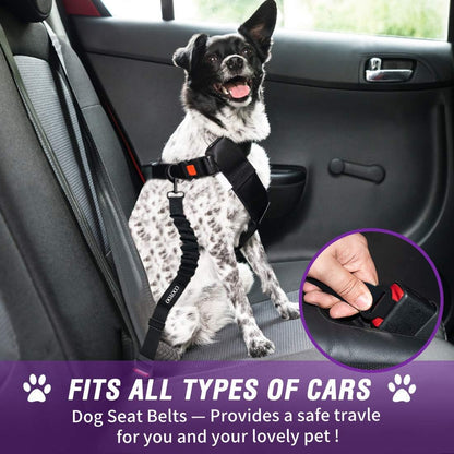 Dog Seat Belt,3 Piece Set Retractable Dog Car Harness Adjustable Dog Seat Belt for Vehicle Nylon Pet Safety Seat Belts Heavy Duty & Elastic