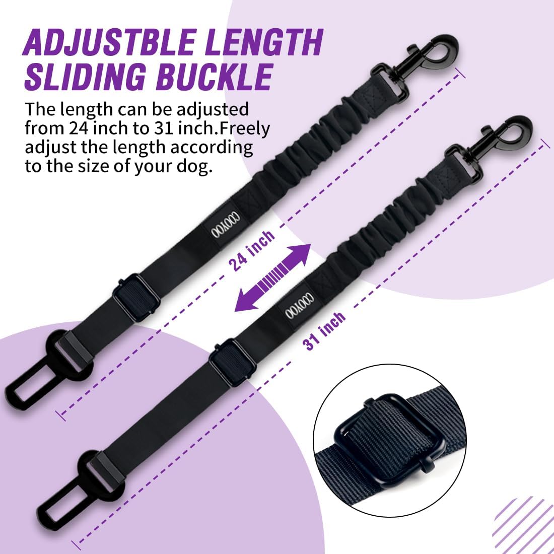 Dog Seat Belt,3 Piece Set Retractable Dog Car Harness Adjustable Dog Seat Belt for Vehicle Nylon Pet Safety Seat Belts Heavy Duty & Elastic