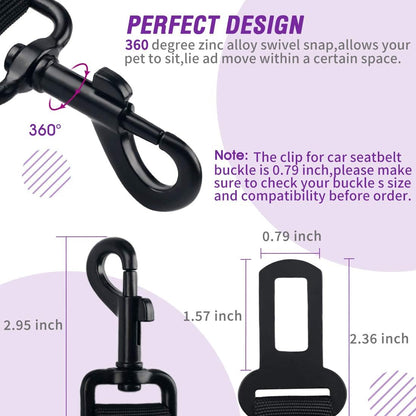 Dog Seat Belt,3 Piece Set Retractable Dog Car Harness Adjustable Dog Seat Belt for Vehicle Nylon Pet Safety Seat Belts Heavy Duty & Elastic