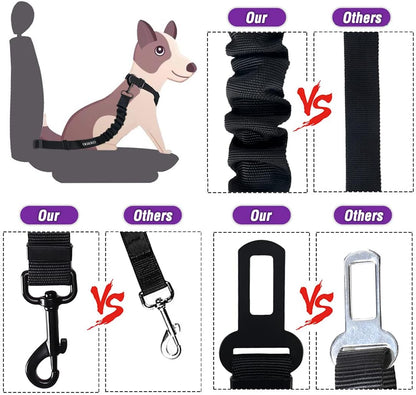 Dog Seat Belt,3 Piece Set Retractable Dog Car Harness Adjustable Dog Seat Belt for Vehicle Nylon Pet Safety Seat Belts Heavy Duty & Elastic