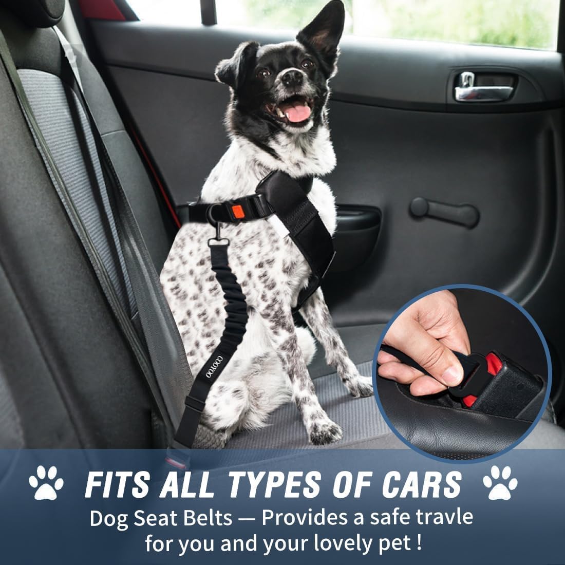 Dog Seat Belt,3 Piece Set Retractable Dog Car Harness Adjustable Dog Seat Belt for Vehicle Nylon Pet Safety Seat Belts Heavy Duty & Elastic