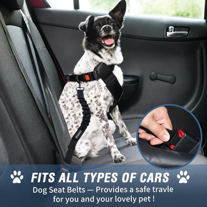Dog Seat Belt,3 Piece Set Retractable Dog Car Harness Adjustable Dog Seat Belt for Vehicle Nylon Pet Safety Seat Belts Heavy Duty & Elastic