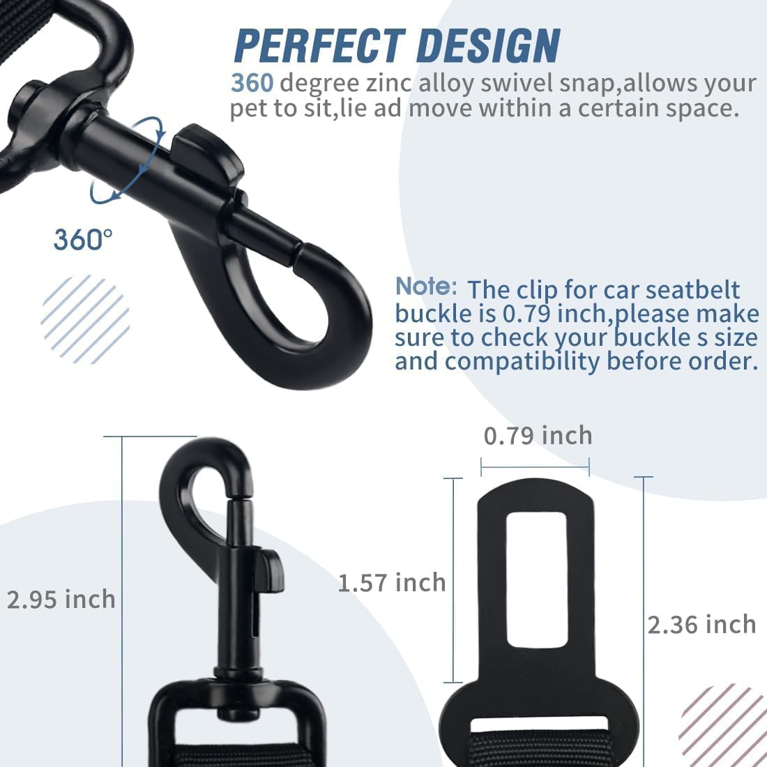 Dog Seat Belt,3 Piece Set Retractable Dog Car Harness Adjustable Dog Seat Belt for Vehicle Nylon Pet Safety Seat Belts Heavy Duty & Elastic