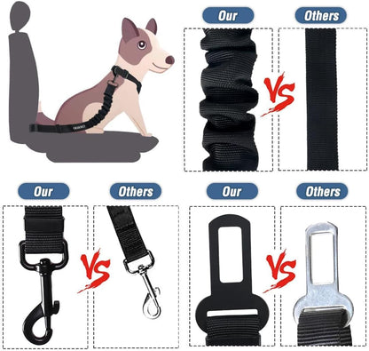 Dog Seat Belt,3 Piece Set Retractable Dog Car Harness Adjustable Dog Seat Belt for Vehicle Nylon Pet Safety Seat Belts Heavy Duty & Elastic