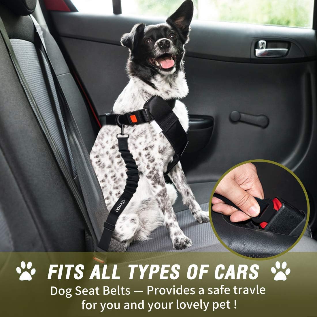 Dog Seat Belt,3 Piece Set Retractable Dog Car Harness Adjustable Dog Seat Belt for Vehicle Nylon Pet Safety Seat Belts Heavy Duty & Elastic