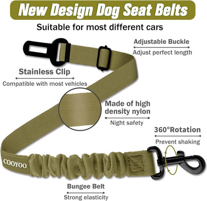 Dog Seat Belt,3 Piece Set Retractable Dog Car Harness Adjustable Dog Seat Belt for Vehicle Nylon Pet Safety Seat Belts Heavy Duty & Elastic