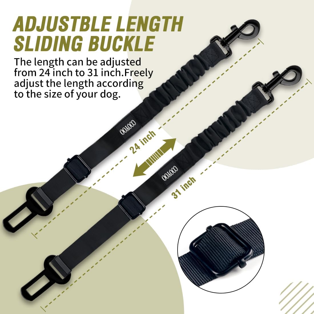 Dog Seat Belt,3 Piece Set Retractable Dog Car Harness Adjustable Dog Seat Belt for Vehicle Nylon Pet Safety Seat Belts Heavy Duty & Elastic