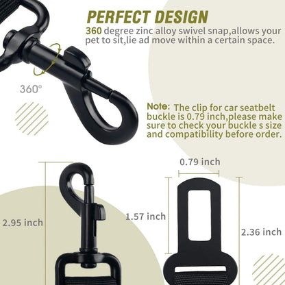 Dog Seat Belt,3 Piece Set Retractable Dog Car Harness Adjustable Dog Seat Belt for Vehicle Nylon Pet Safety Seat Belts Heavy Duty & Elastic