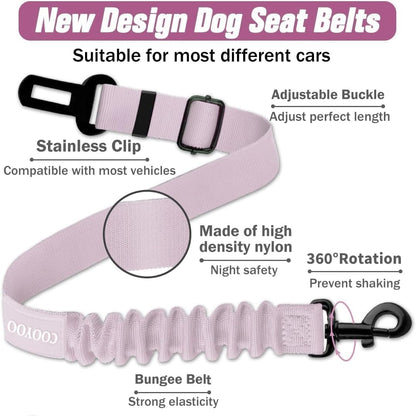Dog Seat Belt,3 Piece Set Retractable Dog Car Harness Adjustable Dog Seat Belt for Vehicle Nylon Pet Safety Seat Belts Heavy Duty & Elastic