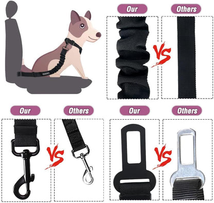 Dog Seat Belt,3 Piece Set Retractable Dog Car Harness Adjustable Dog Seat Belt for Vehicle Nylon Pet Safety Seat Belts Heavy Duty & Elastic