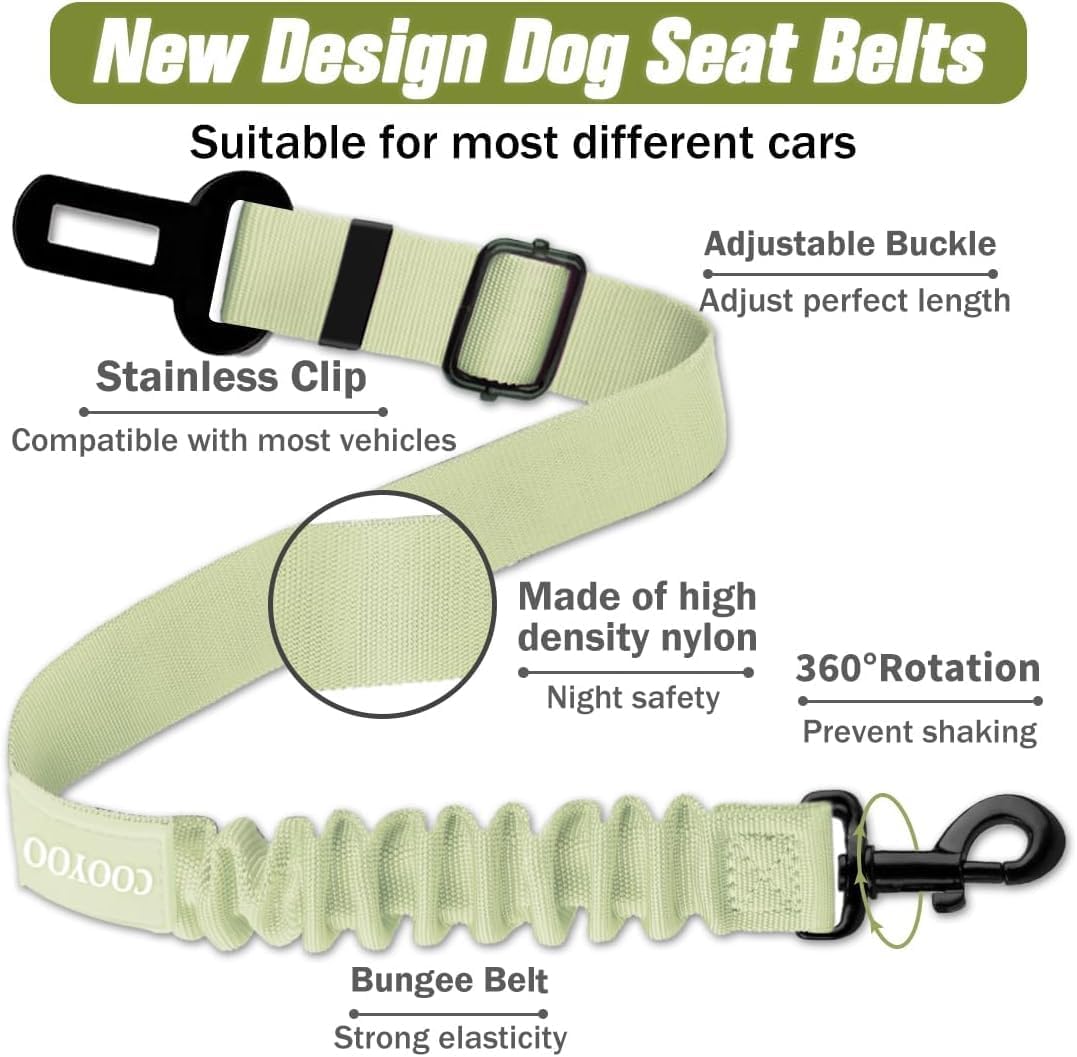 Dog Seat Belt,3 Piece Set Retractable Dog Car Harness Adjustable Dog Seat Belt for Vehicle Nylon Pet Safety Seat Belts Heavy Duty & Elastic