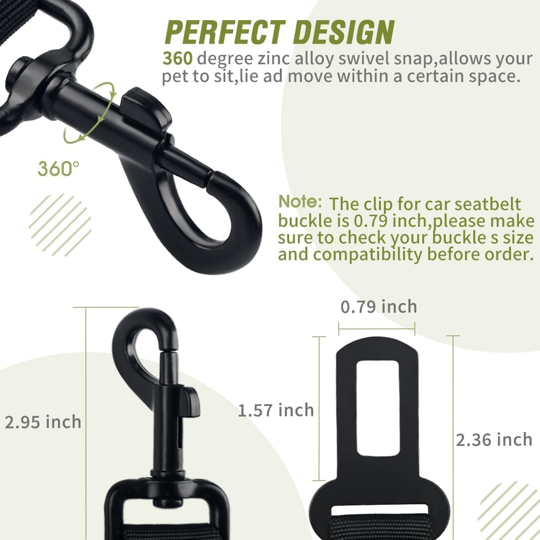 Dog Seat Belt,3 Piece Set Retractable Dog Car Harness Adjustable Dog Seat Belt for Vehicle Nylon Pet Safety Seat Belts Heavy Duty & Elastic