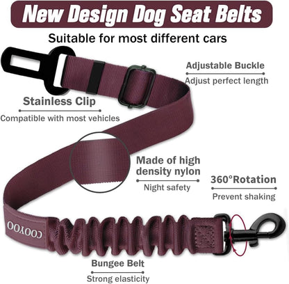 Dog Seat Belt,3 Piece Set Retractable Dog Car Harness Adjustable Dog Seat Belt for Vehicle Nylon Pet Safety Seat Belts Heavy Duty & Elastic