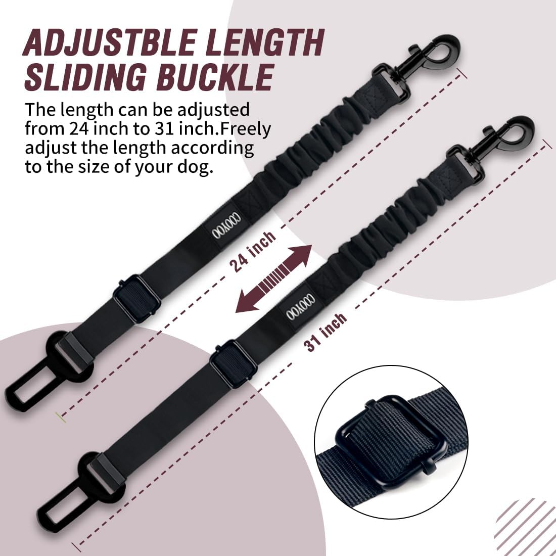 Dog Seat Belt,3 Piece Set Retractable Dog Car Harness Adjustable Dog Seat Belt for Vehicle Nylon Pet Safety Seat Belts Heavy Duty & Elastic