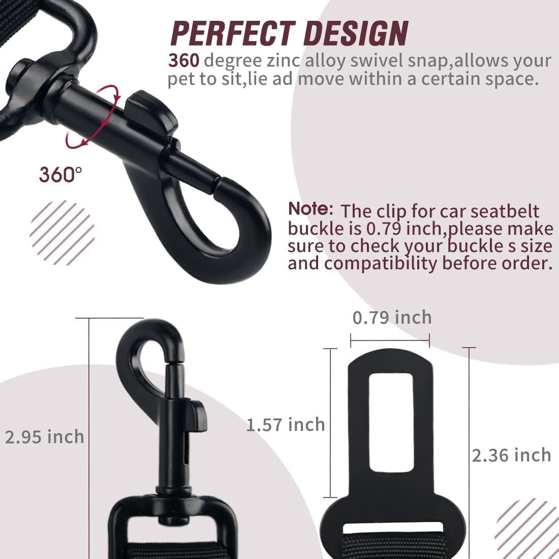 Dog Seat Belt,3 Piece Set Retractable Dog Car Harness Adjustable Dog Seat Belt for Vehicle Nylon Pet Safety Seat Belts Heavy Duty & Elastic