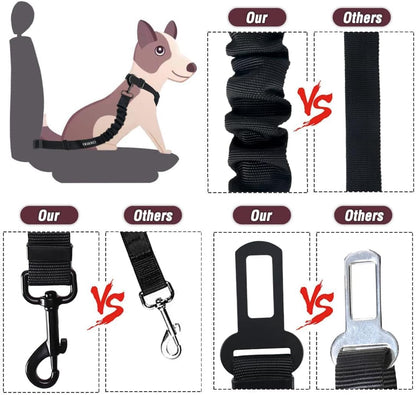 Dog Seat Belt,3 Piece Set Retractable Dog Car Harness Adjustable Dog Seat Belt for Vehicle Nylon Pet Safety Seat Belts Heavy Duty & Elastic