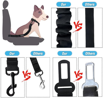 Dog Seat Belt,3 Piece Set Retractable Dog Car Harness Adjustable Dog Seat Belt for Vehicle Nylon Pet Safety Seat Belts Heavy Duty & Elastic